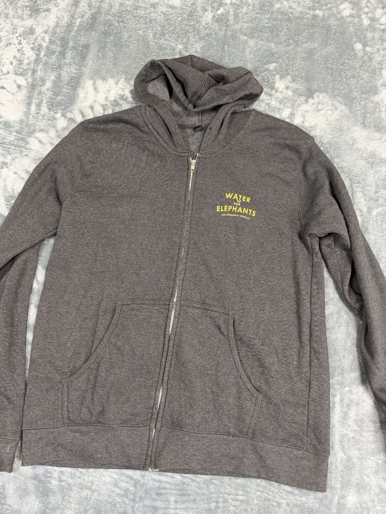 Water For Elephants Mens Gray ZipUp Hoodie Xl Creative Goods